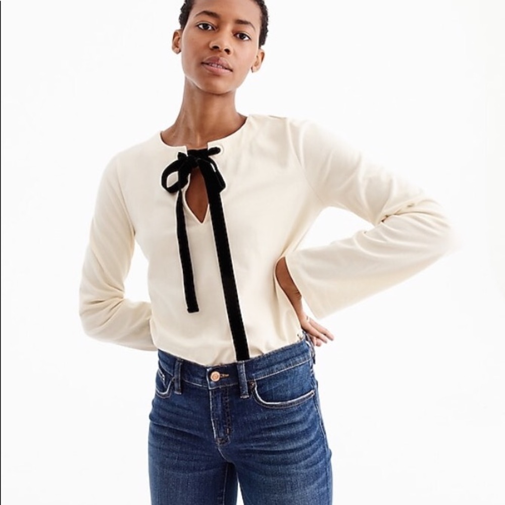 J. Crew Velvet tie front top